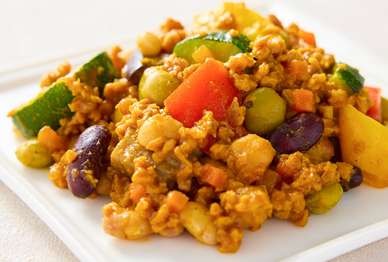 彩り野菜とお豆のキーマカレー