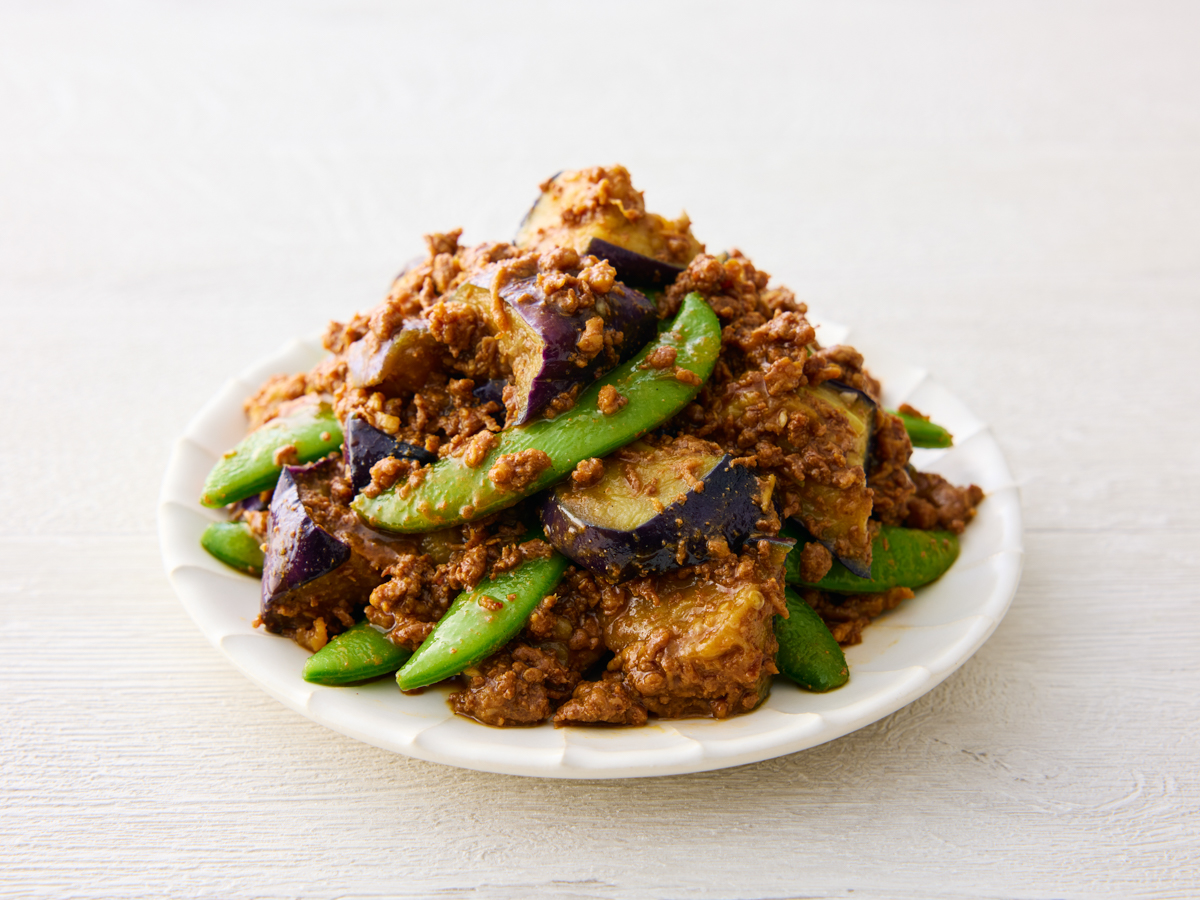 肉みそとナスの煮びたし風炒め