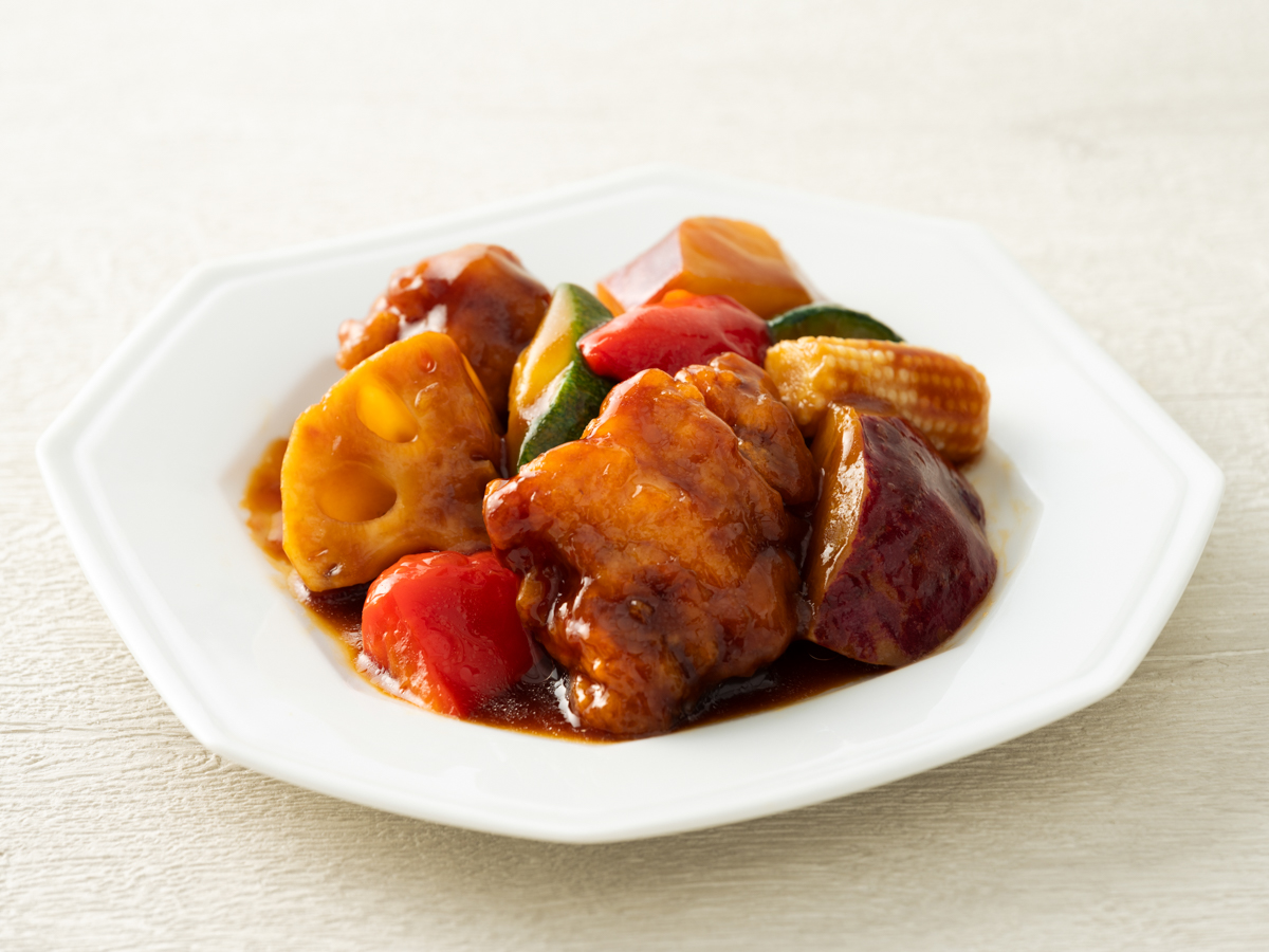 鶏と彩り野菜の黒酢和え