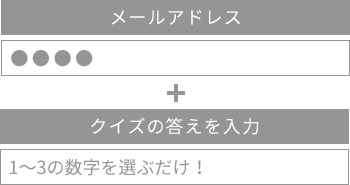 メールアドレスと、クイズの答えを入力