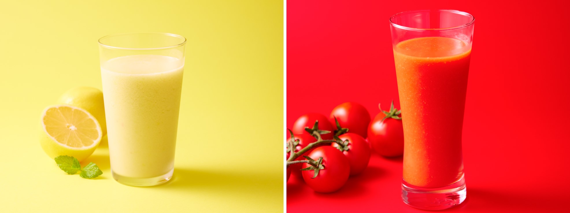 レモンとオーツミルクのビタースムージー・完熟トマトのさっぱりスムージー