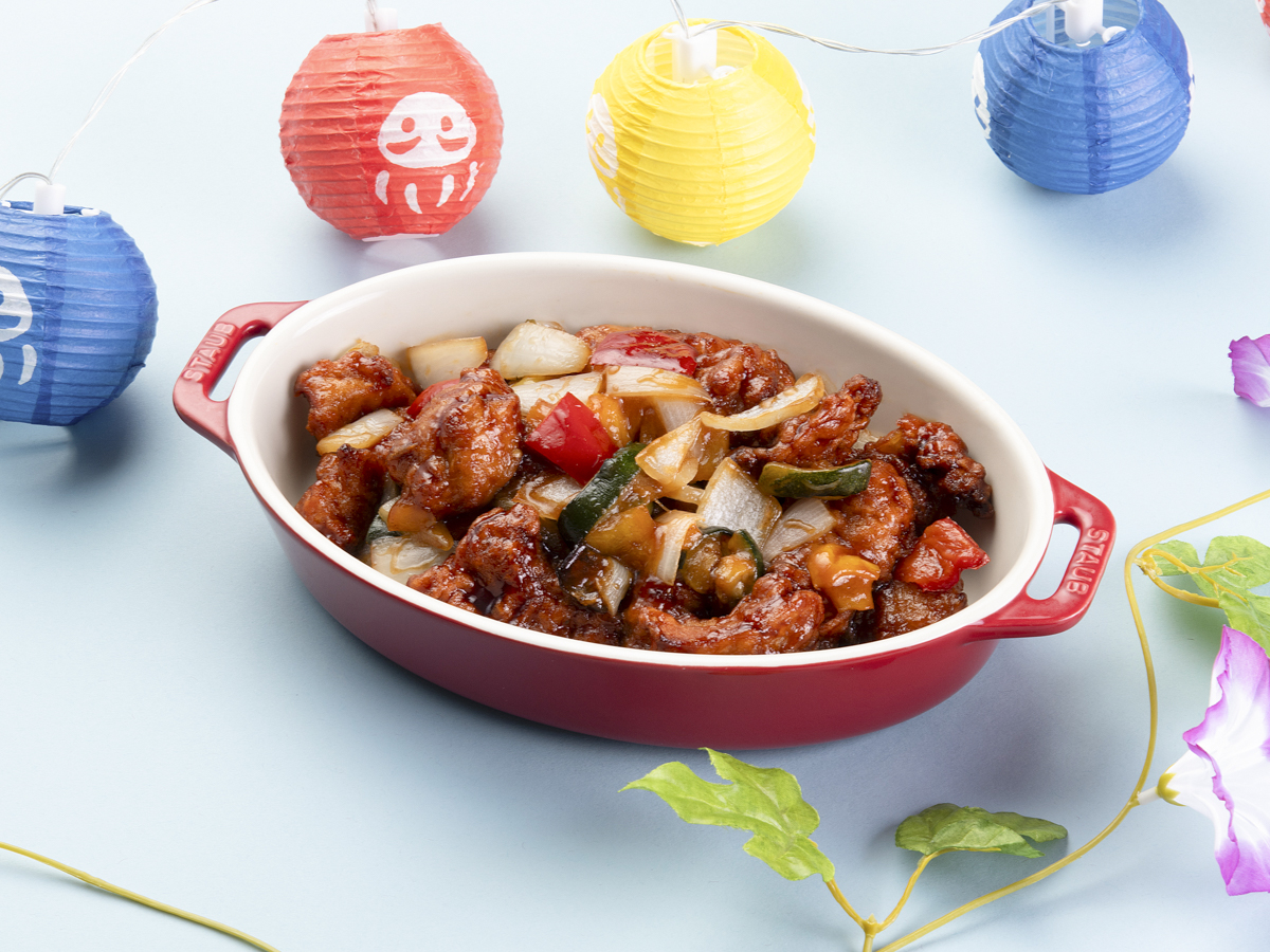 鶏肉と夏野菜の甘酢ソース