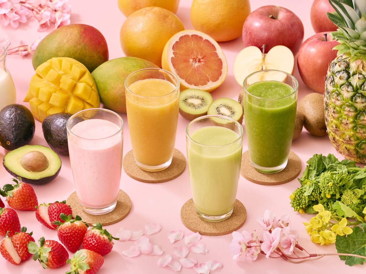 春の訪れを感じる旬の味覚を取り入れた日替わりスムージー全4種