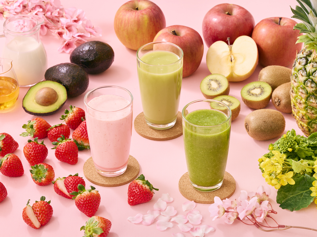 一部のコンフォートインでも春の限定スムージーを計3種お届けします