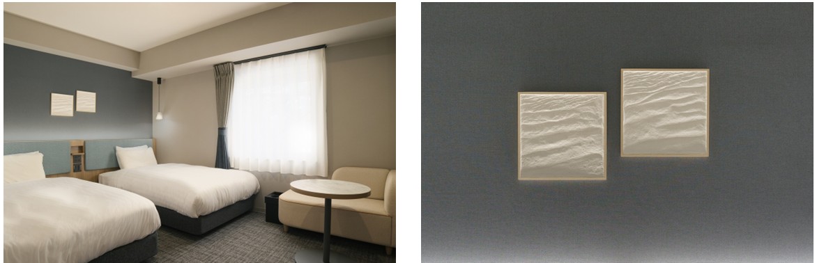 サステナブル素材を活用したアート作品「札幌の雪」を設置するツインスタンダードルーム