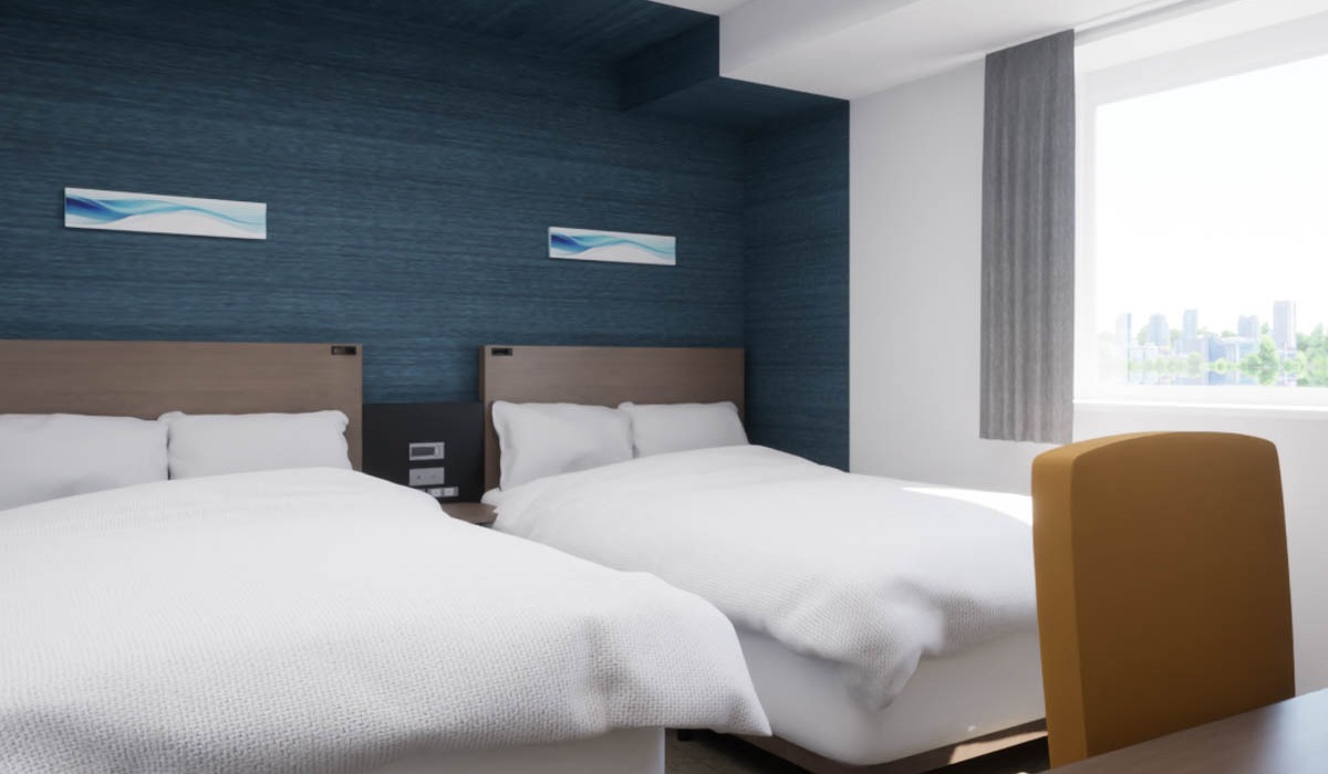 2026年3月リニューアル【ツインエコノミー】120cm幅のベッドを設置◆ふたりでもゆったり