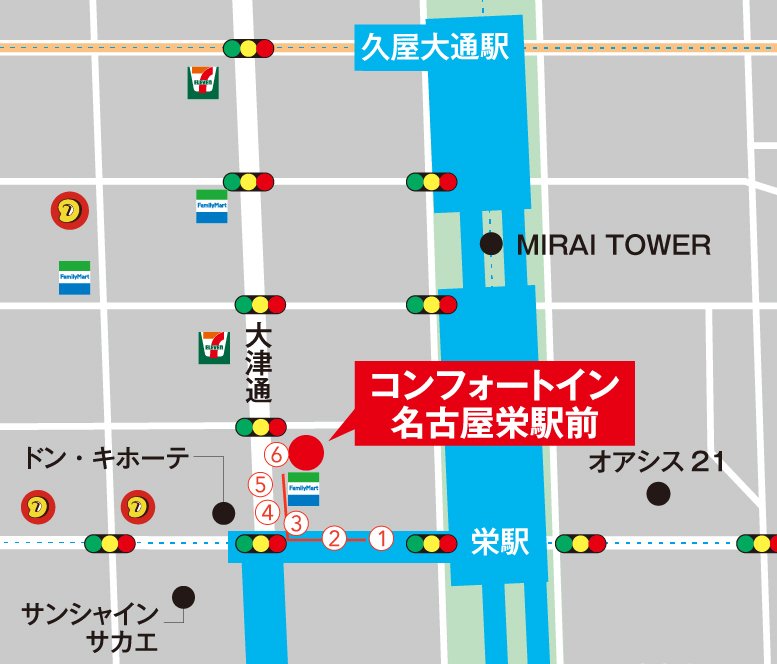 栄駅前のホテル コンフォートイン名古屋栄駅前 地図