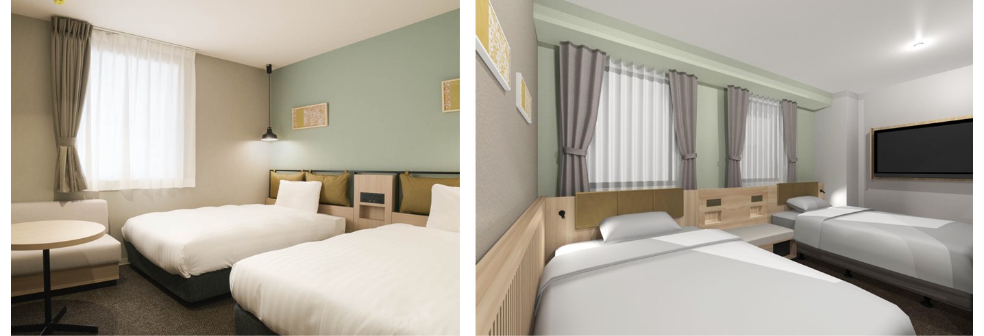 ＜客室＞ツインスタンダード(写真 左） ユニバーサルルーム(写真 右） ※イメージ