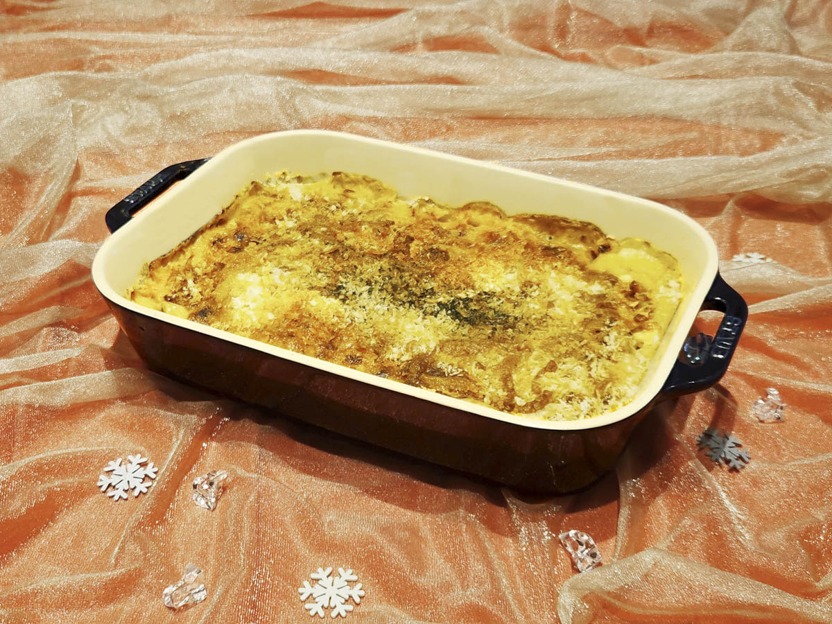 小エビとイカのマカロニグラタン