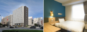（左）コンフォートホテル高松　外観　（右）1ベッドルーム