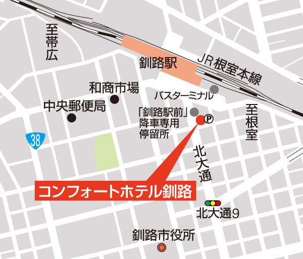 コンフォートホテル釧路のアクセスマップ