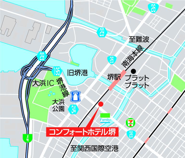 コンフォートホテル堺のアクセスマップ