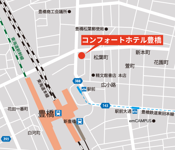 コンフォートホテル豊橋のアクセスマップ
