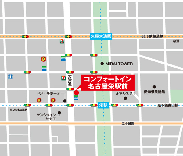 コンフォートイン名古屋栄駅前のアクセスマップ