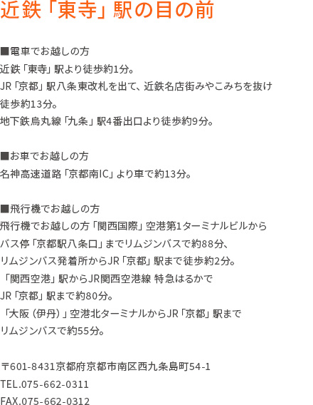 近鉄「東寺」駅の目の前